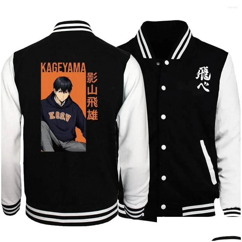 Mens Jackets Haikyuu Printed Baseball Uniform Japanese Cartoon Fashion Warm Men Streetwear Bomber Jacket Autumn Winter Coat Drop Del Dhyf3