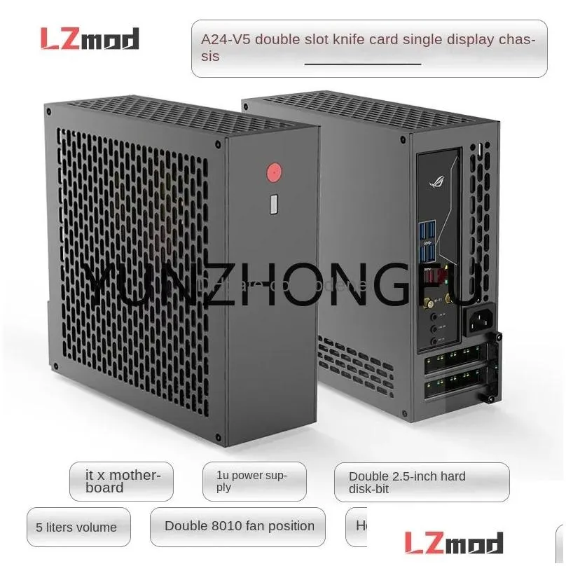 Other Building Supplies Lzmod 5L Mini A24-V5 Dual-Slot Single-Display Chassis Double-Sided Chamfer 1U Power Supply Itx Drop Delivery H Dhdei