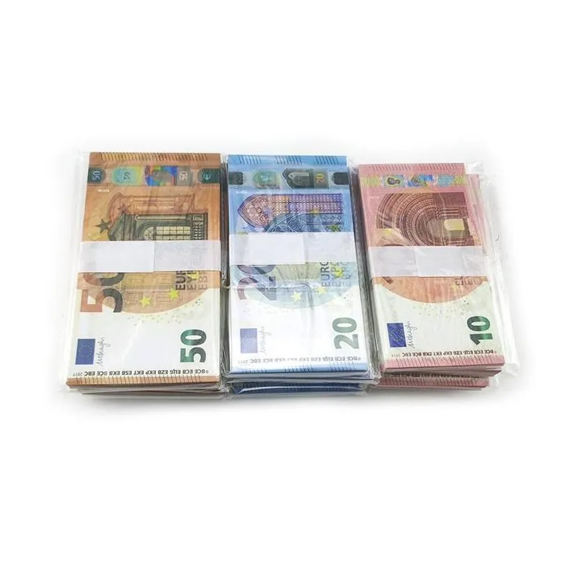 Prop Money Euro Party 20 50 100 Dollar Bills Bars Currency Notes Props Lifelike Christmas Paper Bank Note Movie Copy Canadian7395480