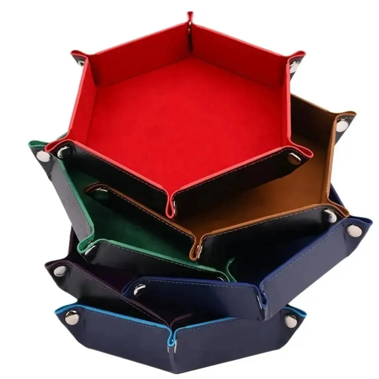 UPS Portable Dice Pad Dice Holder Collapsible PU Leather Hexagonal Dice Tray Wholesale 7.9