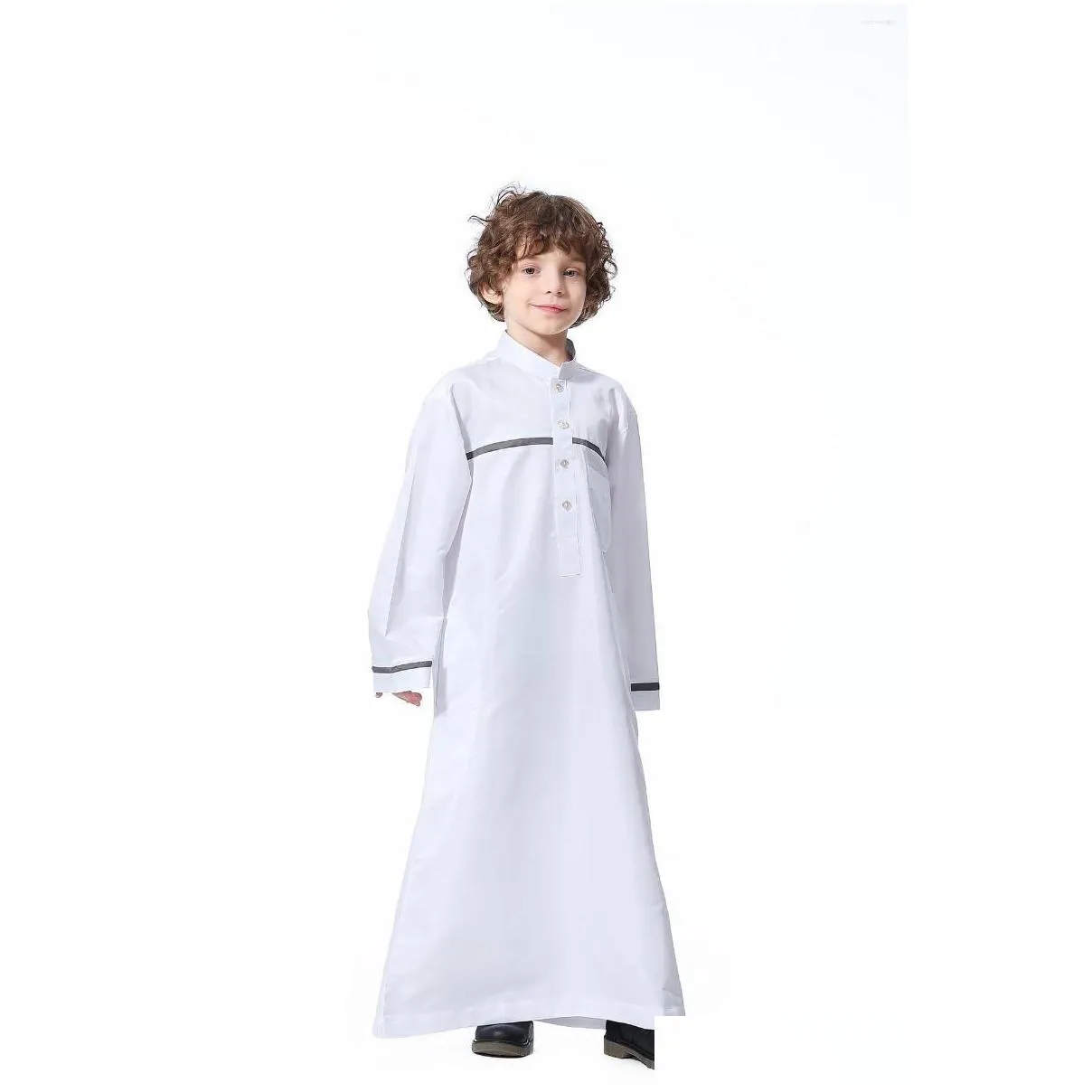 ethnic clothing autumn muslim kids abaya for boys jubba thobe long sleeves arab teenagers islamic children dubai stripes robe kaftan