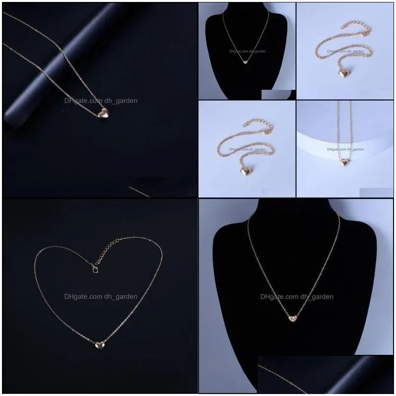 Pendant Necklaces Pendants Jewelry Small Peach Heart Love Necklace Clavicle Chain Women Sweet Fashion Simple Set Summer Drop Delivery