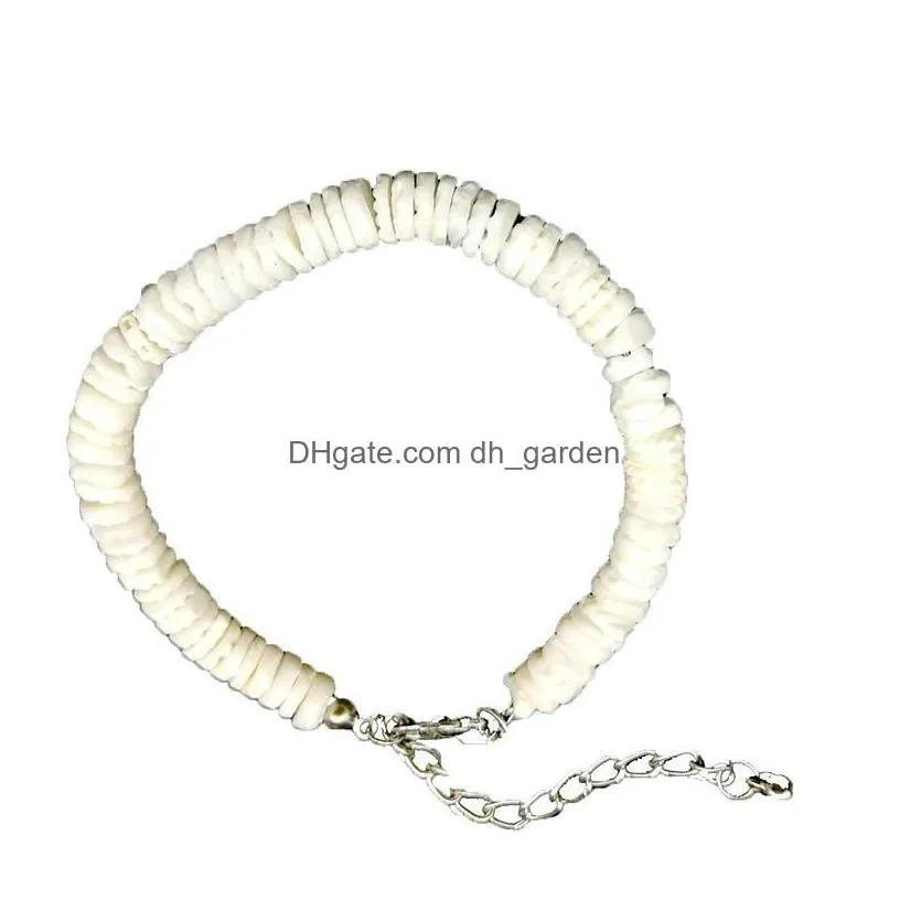 Chains Chains White Puka Shell Style Necklace - Surfer Choker Summer Jewelry Accessories For Women Seashell Heishi Disc Beads Drop D D