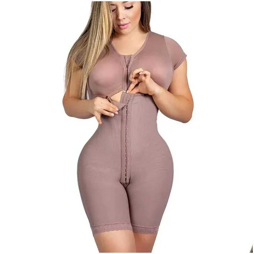 womens shapers fajas colombianas waist corset seamless tummy control bulifter panties adjustable hook eye closure sleeve women shapewear