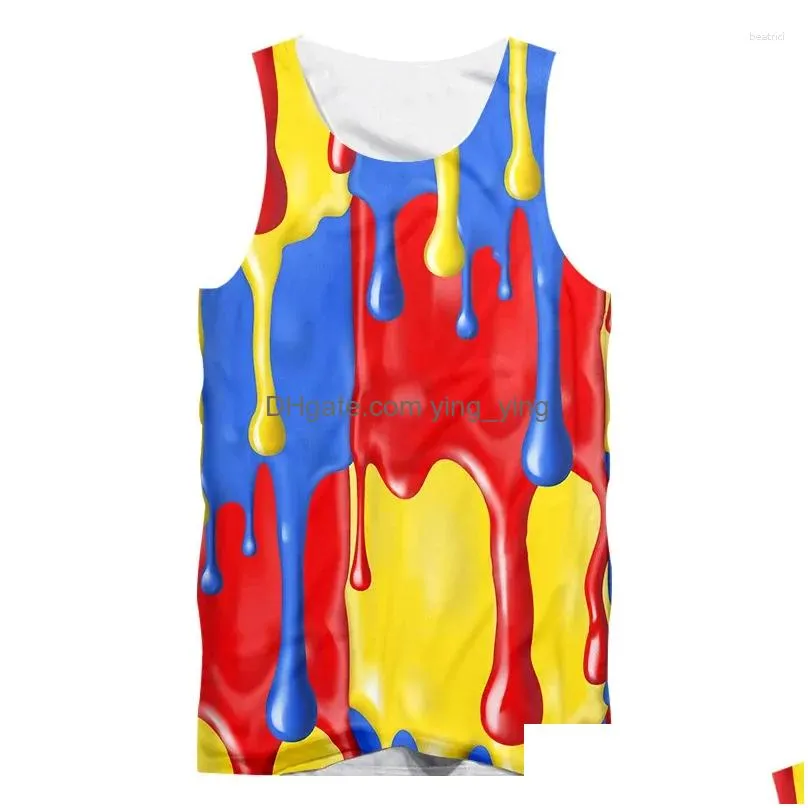 mens tank tops splash paint colorful stripes top 3d printed man/ women casual fashion campaign vest summer oversized gym clothing men