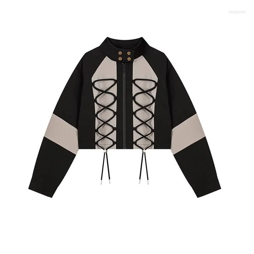 womens jacketswork jacket vintage korean style 90s y2k long sleeve lace-up coat loose fashion streetwear outwear top 2023