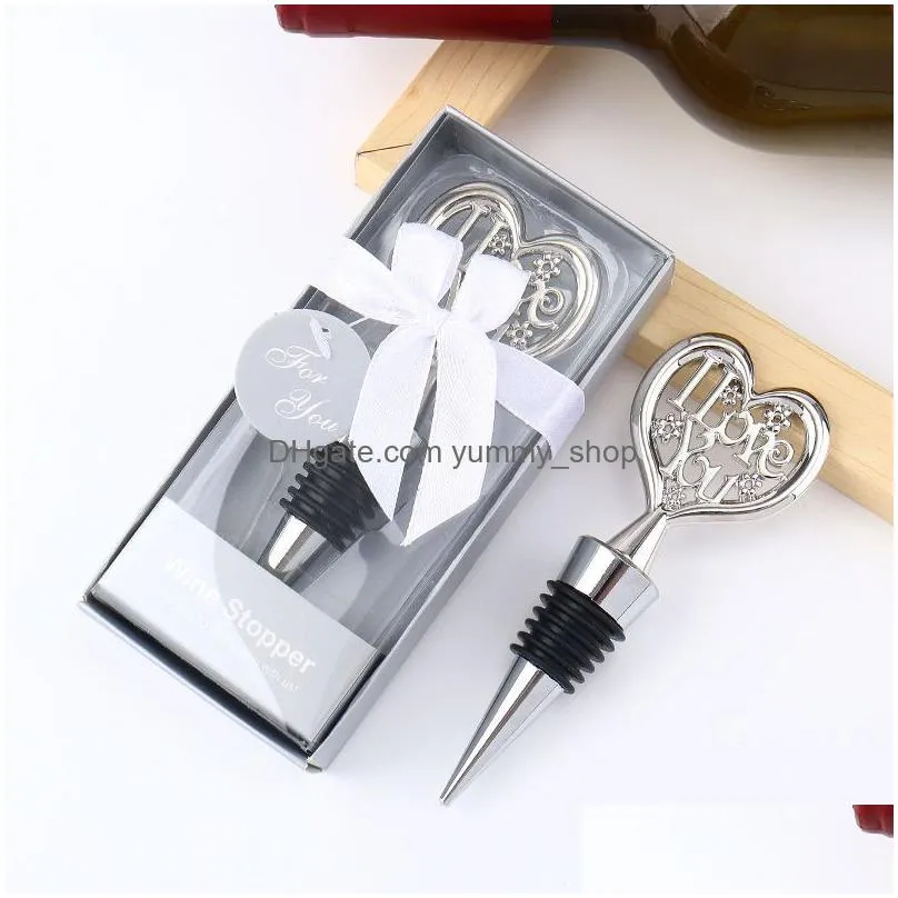 heart wine stopper bar tool party favor zinc alloy champagne sealing stopper wedding guest gift