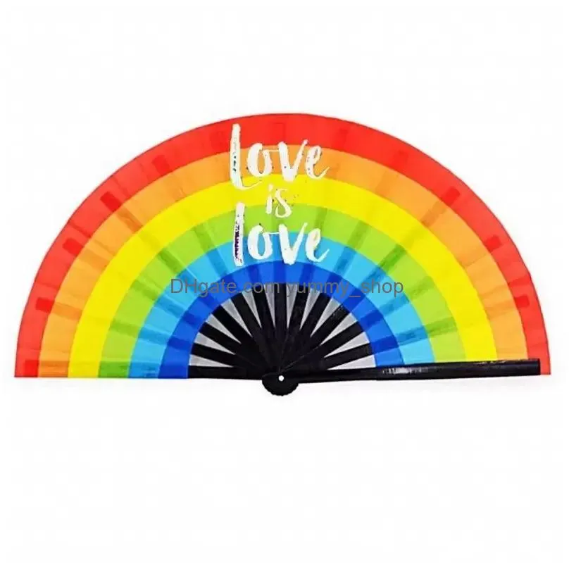 34cm customized large folding hand fan party favor with personalized design printed black bamboo satin silk fabric