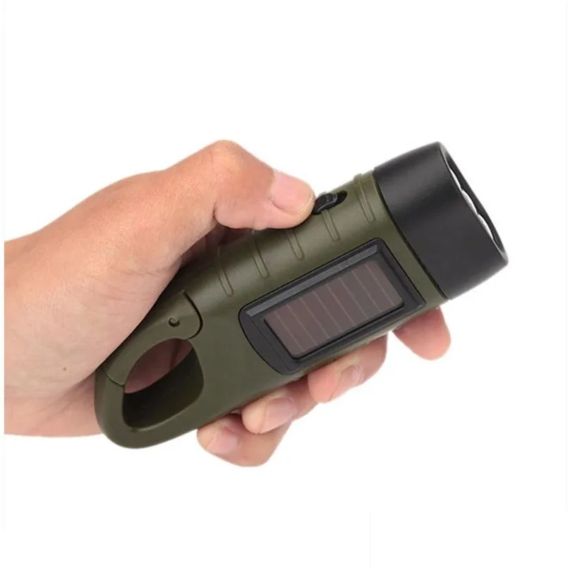wholesale mini emergency hand crank dynamo solar flashlight rechargeable led light lamp charging powerful torch for outdoor camping