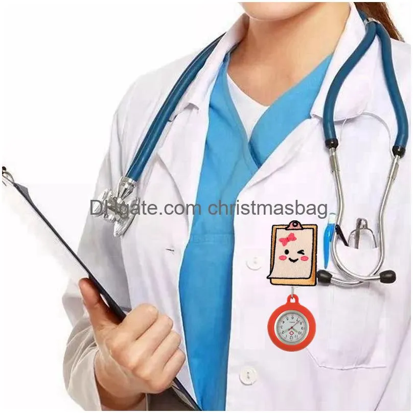 cartoon felts medical icons smile heart retractable hospital medicine nurse doctor clip fob pocket watches gifts hang clock
