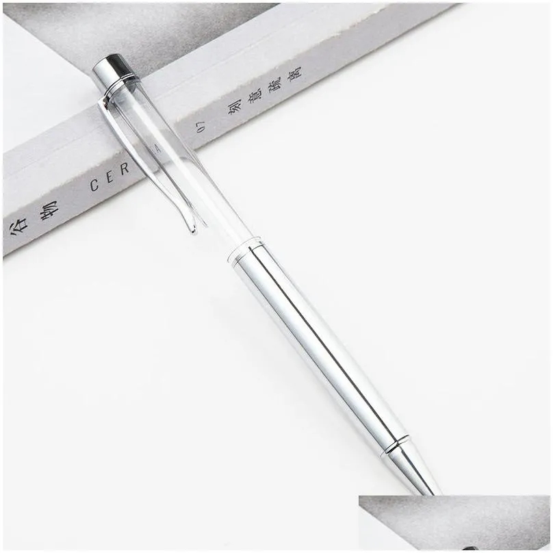 wholesale diy empty stick pens 2-in-1 slim crystal diamond ballpoint pens glitter stylus touch pen
