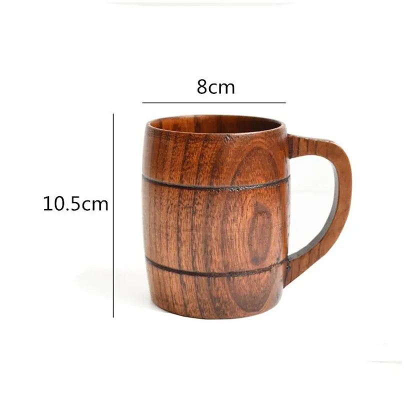 classical wooden beer cup tea coffee water mugs heatproof home office bar party drinkware cups 8x10.5cm