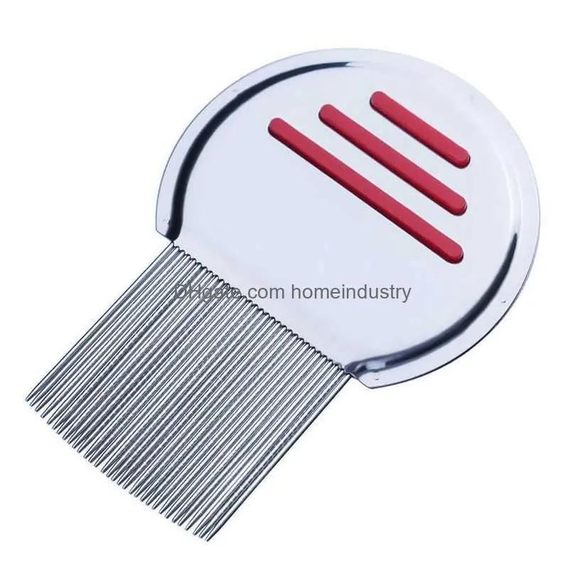 Hair Brushes Stainless Steel Terminator Lice Comb Nit Kids Rid Headlice Super Density Teeth Remove Nits Metal Drop Delivery Products