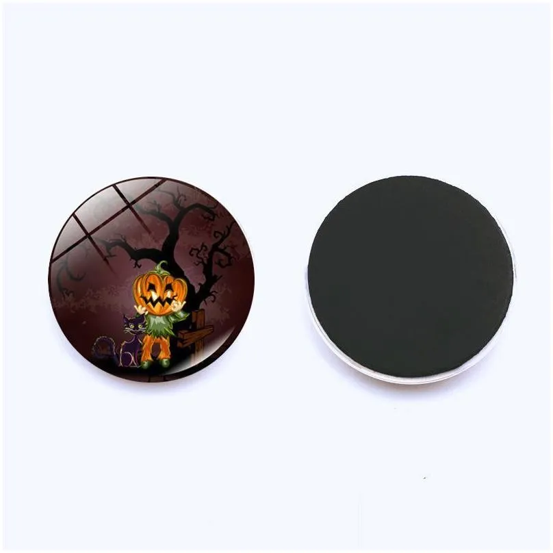 halloween fridge magnets witch pumpkin bat glass glue sign pattern dome glass fridge magnet home halloween deco dhs