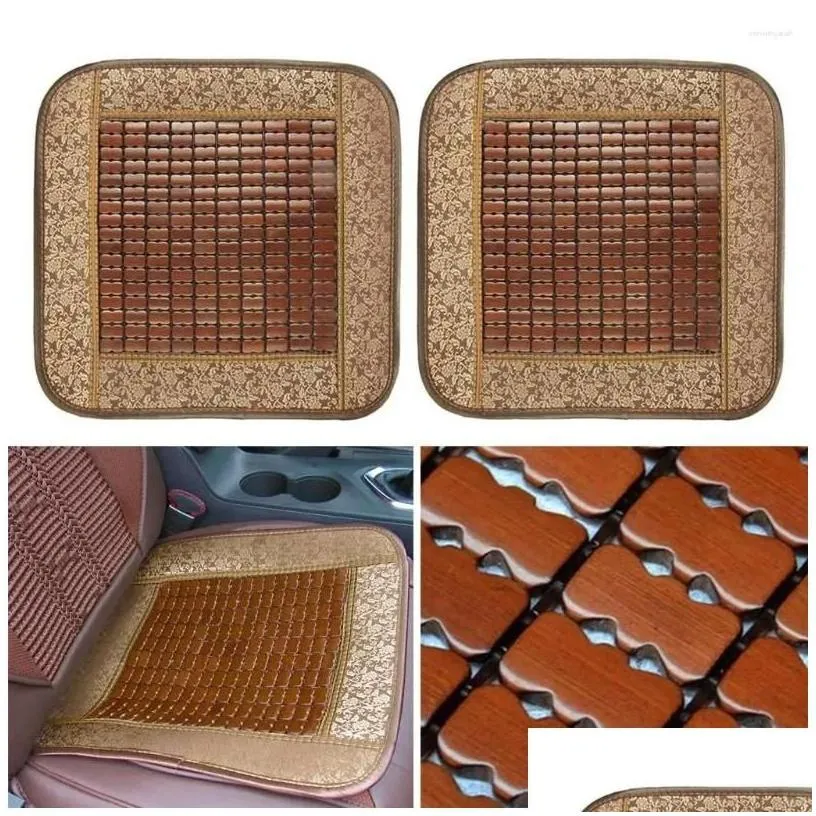 Car Seat Covers Ers 2Pack Wooden Er Mas /Back Cooling Mat Office Cushion Supplies Drop Delivery Mobiles Motorcycles Interior Automobil Dhfyi