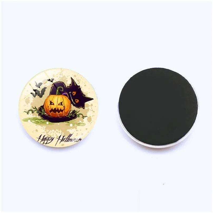 halloween fridge magnets witch pumpkin bat glass glue sign pattern dome glass fridge magnet home halloween deco dhs