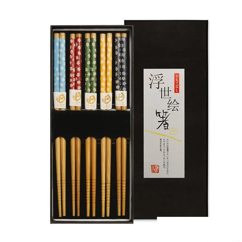 Chopsticks 23Cm Japanese Wooden Of Pointed Commonly Used In Home Use Dinner Chopstickes 1 Setis5 Pairs Drop Delivery Garden Kitchen Dhhfm
