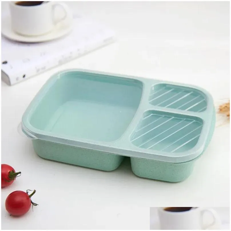 wholesale wheat straw lunch box microwave bento boxs packaging dinner service quality health natural student portable food storage box
