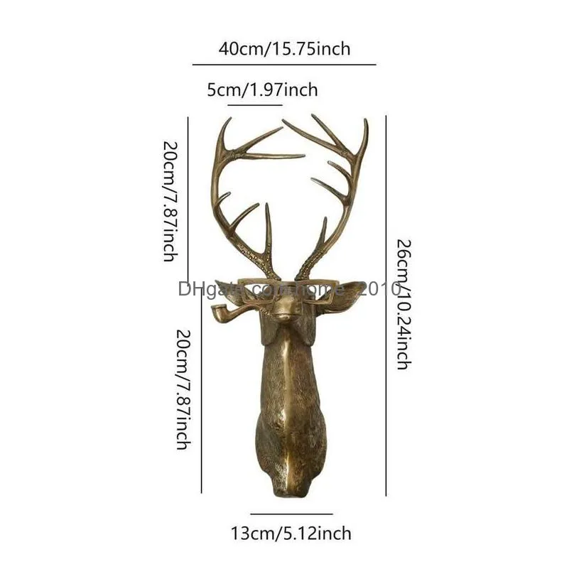 Decorative Objects Figurines Deer Head Wall Decor - Resin Vintage Art Scptures Faux Exquisite Animal Mount Vivid Stag Stat 220211 D Dhqmc