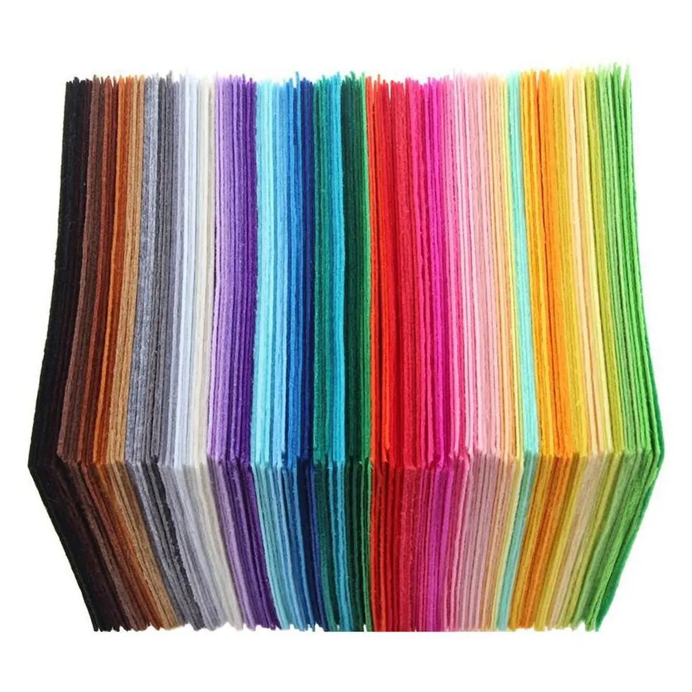 wholesale 15x15cm non woven felt 1mm thickness polyester cloth felts diy bundle for sewing dolls crafts packaging paper