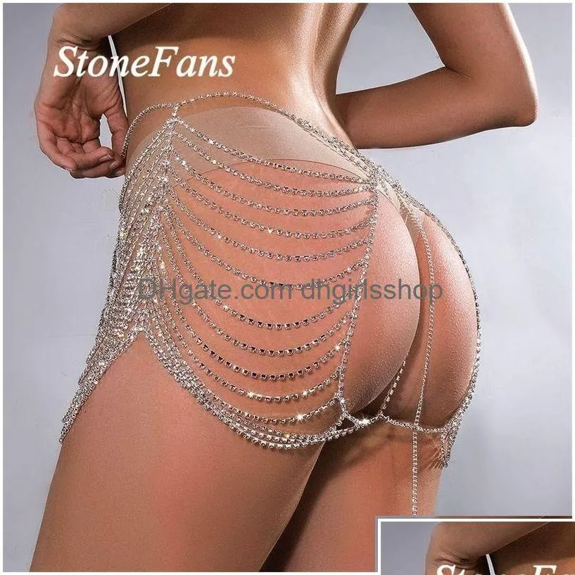 Other Stonefans Luxury Y Hip Waist Chain Mti Layer Underwear Handmade Beach Bikini Body Skirt Jewelry Night Club 221008 Drop Delivery