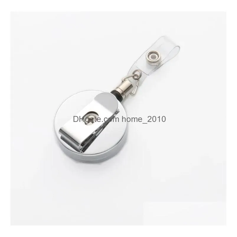desk supplies sublimation retractable lanyard name tag card badge reel holder with blank aluminum sheets for diy custom company names 40mm