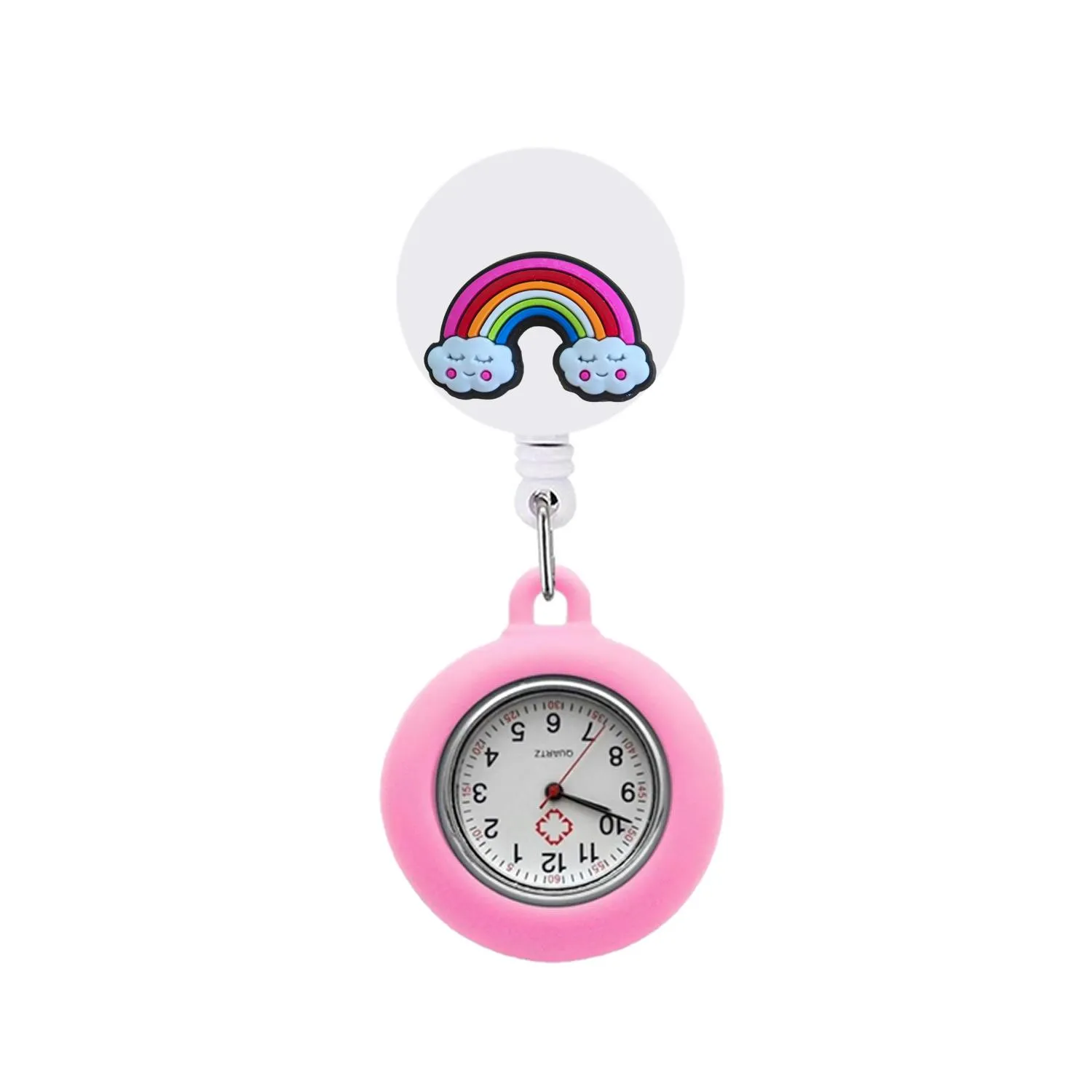 rainbow 24 clip pocket watches brooch nurse watch pin-on for women and men on easy to read