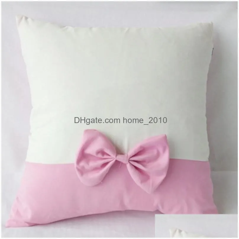 40x40cm bow pillow covers sublimation blanks diy printing cushion pillowcases with zipper cg001