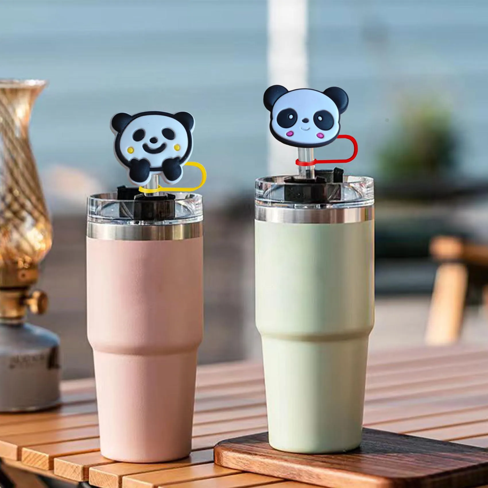 panda 12 straw cover for  cups silicone covers cup accessories cap fit straws suitable traveling picnicking topper pack of 10mm