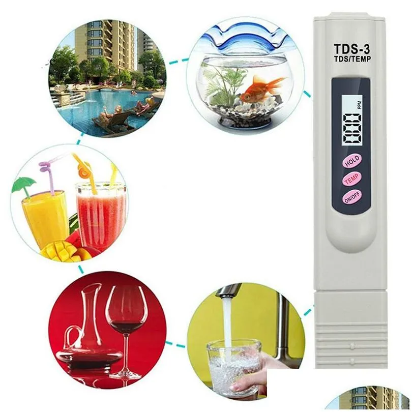 wholesale digital tds meter monitor temp ppm tester pen lcd meters stick water purity monitors mini filter hydroponic testers tds-3 6