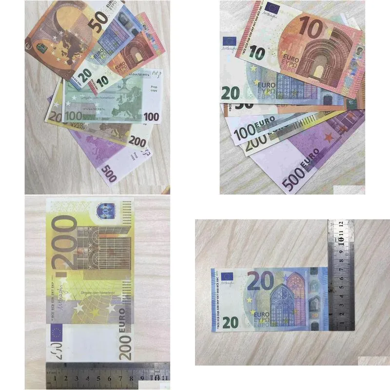 copy money actual 12 size fake faux billet banknote 10 20 50 100 200 us dollar euros pound english banknotes realistic toy bar p
