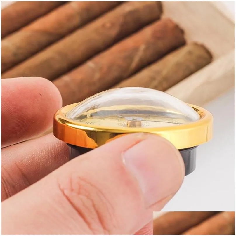 Cigar Accessories Mini Hygrometer Round Moisture Detector Shaped Plastic Hygrometers For Guitar Tobacco Piano File Box Precision Dro Dhesg