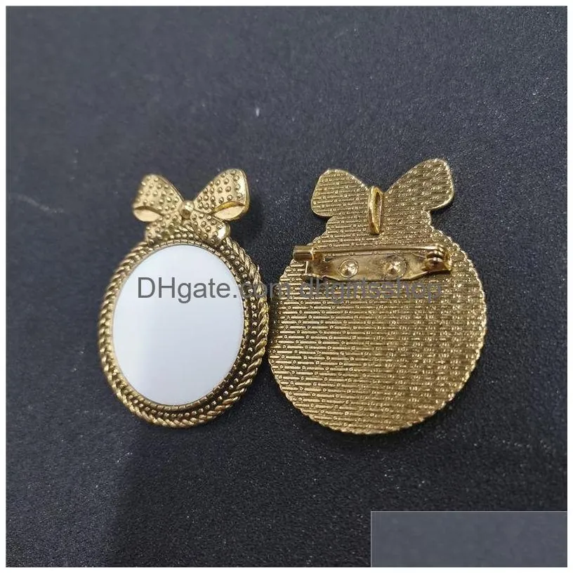 Pins, Brooches Sublimation Blank Pins Fashion Bow Ancient Sier Pin Brooch Transfer Printing Consumables New Arrival Drop Delivery Jew Dhxcs