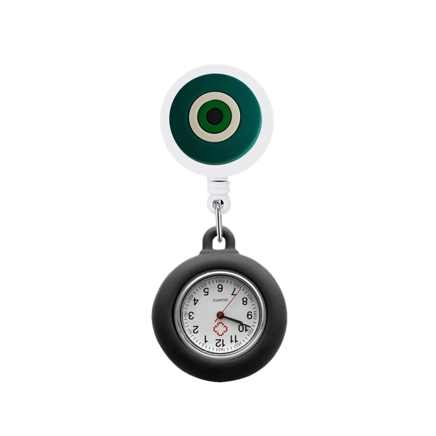 devils eye clip pocket watches alligator medical hang clock gift retractable arabic numeral dial nurse watch silicone brooch fob quartz movement stethoscope