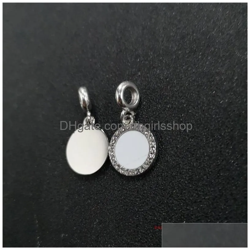 Charms Sublimation Blank Round Po Bead Metal Slider Big Hole 5Mm European Transfer Printing Consumables Material Drop Delivery Jewelry Dhr9W