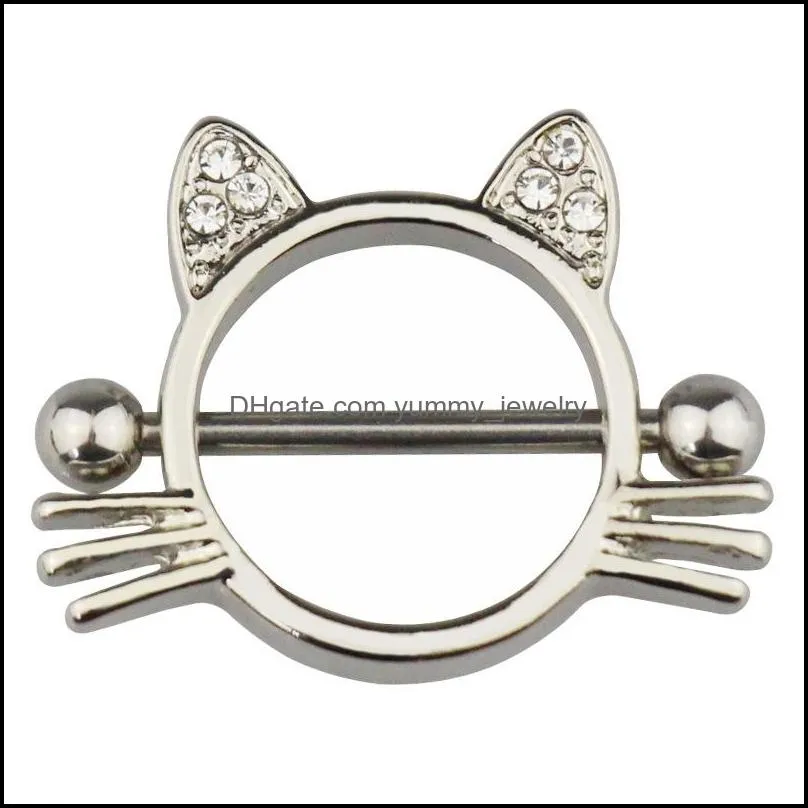 Nipple Rings 14G Y Cat Ring Body Breast Jewelry Gift Piercing Bar Stainless Steel Barbell Shield For Drop Delivery Dhfew
