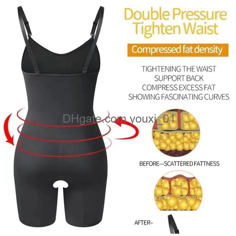 Womens Shapers Seamless Shapewear Bodysuit One-Piece Push Up Bifter Slimming Sheath Body Long Sleeve Jumpsuit Drop Delivery Dhfeu