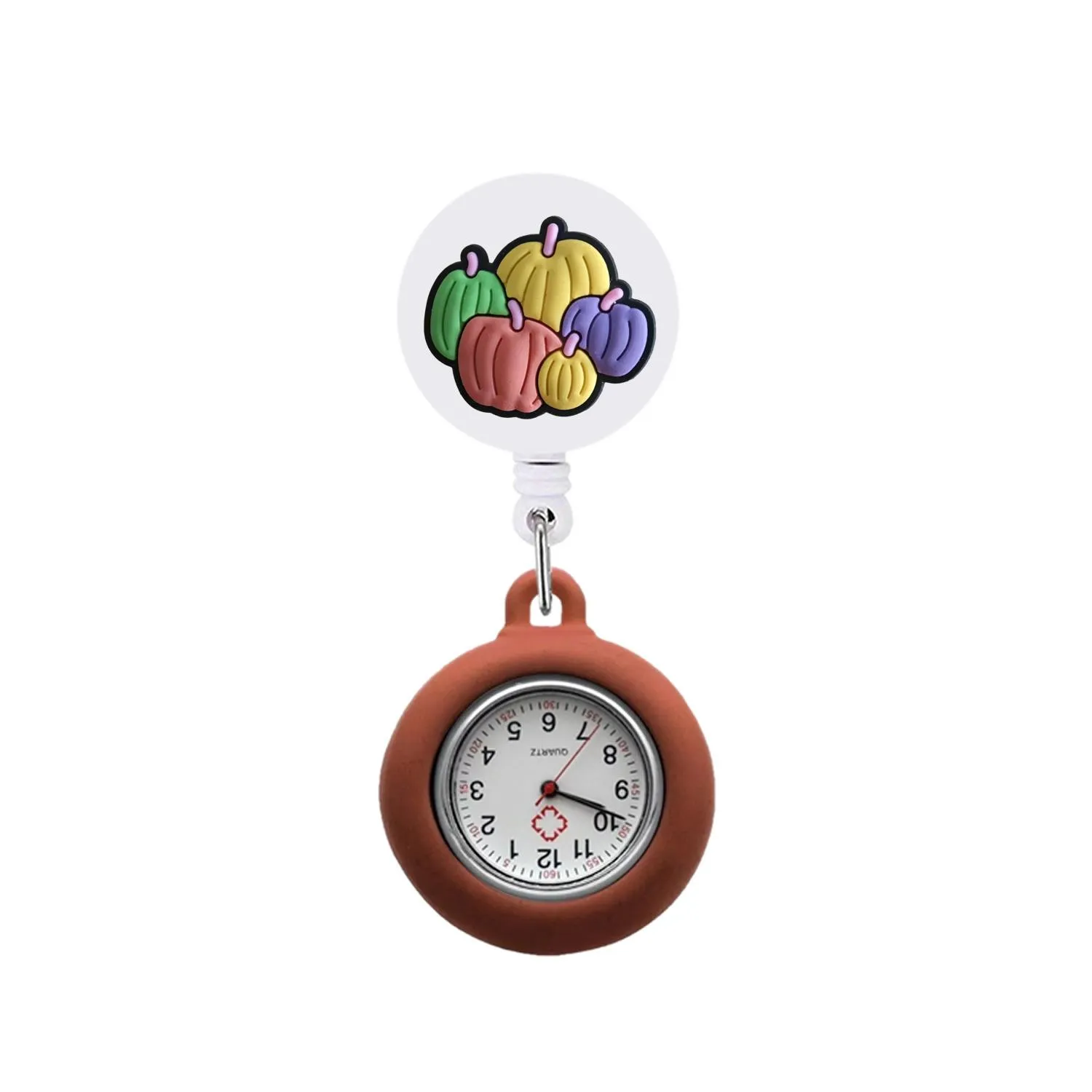 halloween pumpkin clip pocket watches medical hang clock gift on watch nurse fob with second hand silicone