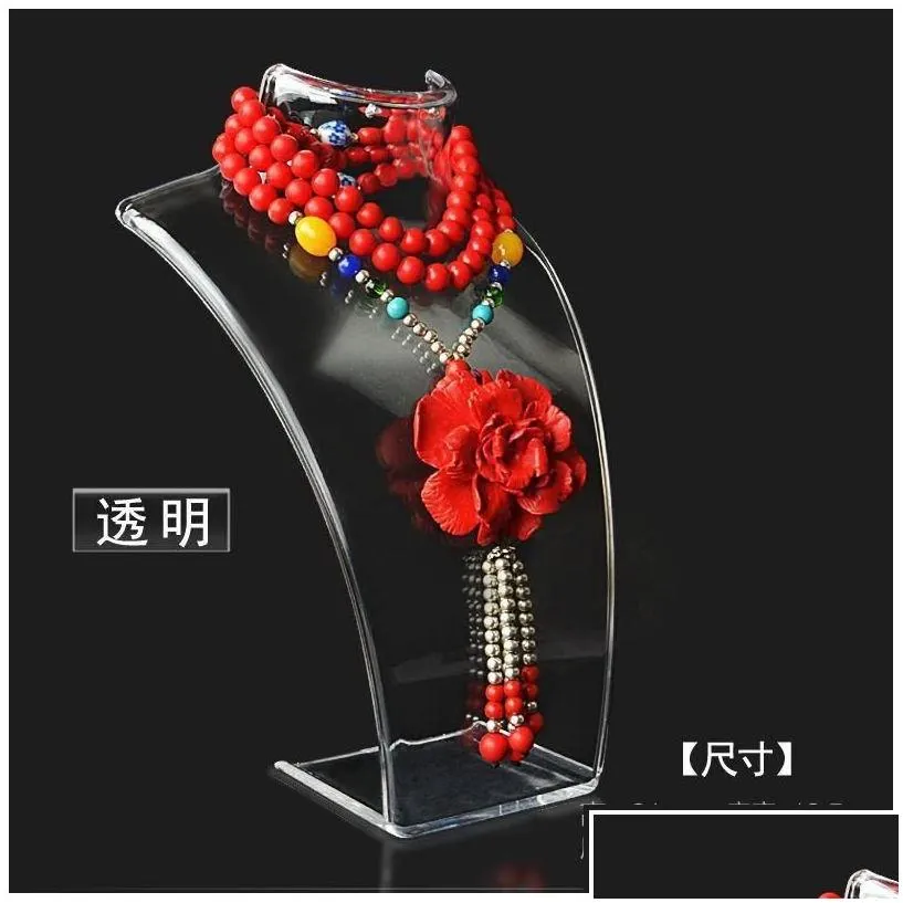 New Fashion Acrylic Jewelry Display 20x13.5x7.3Cm Pendant Necklaces Model Stand Holder White Clear Black Color Es3Uc Yzziw Rxxym Lytfe