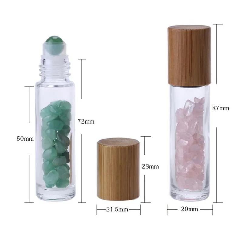 Packaging Bottles Wholesale 10Ml Essential Oil Diffuser Clear Glass Roll On Per With Crushed Natural Crystals Quartz Stone Crystal R Dhkq6