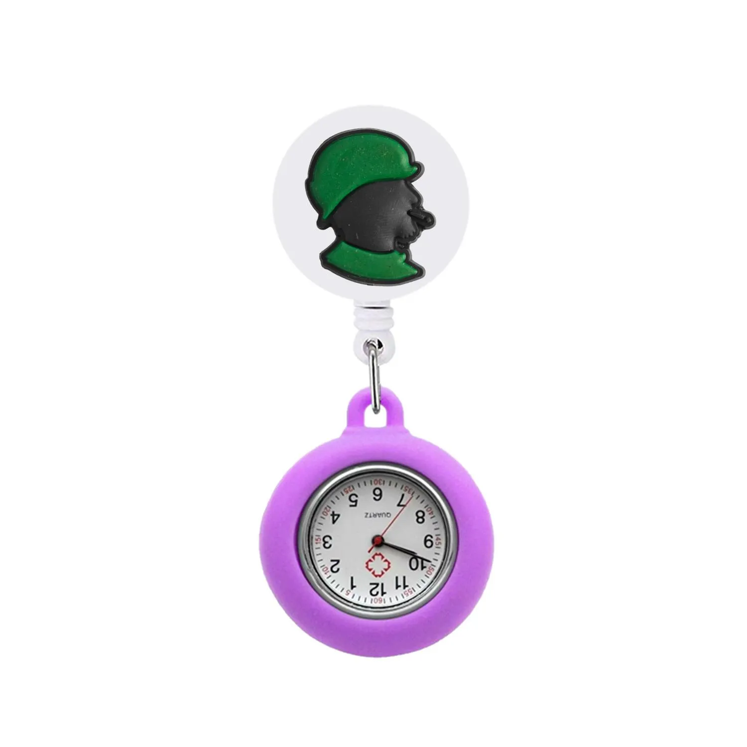 new green plants 12 clip pocket watches watch for nurses doctors brooch quartz movement stethoscope retractable fob nurse pin-on clip-on hanging lapel