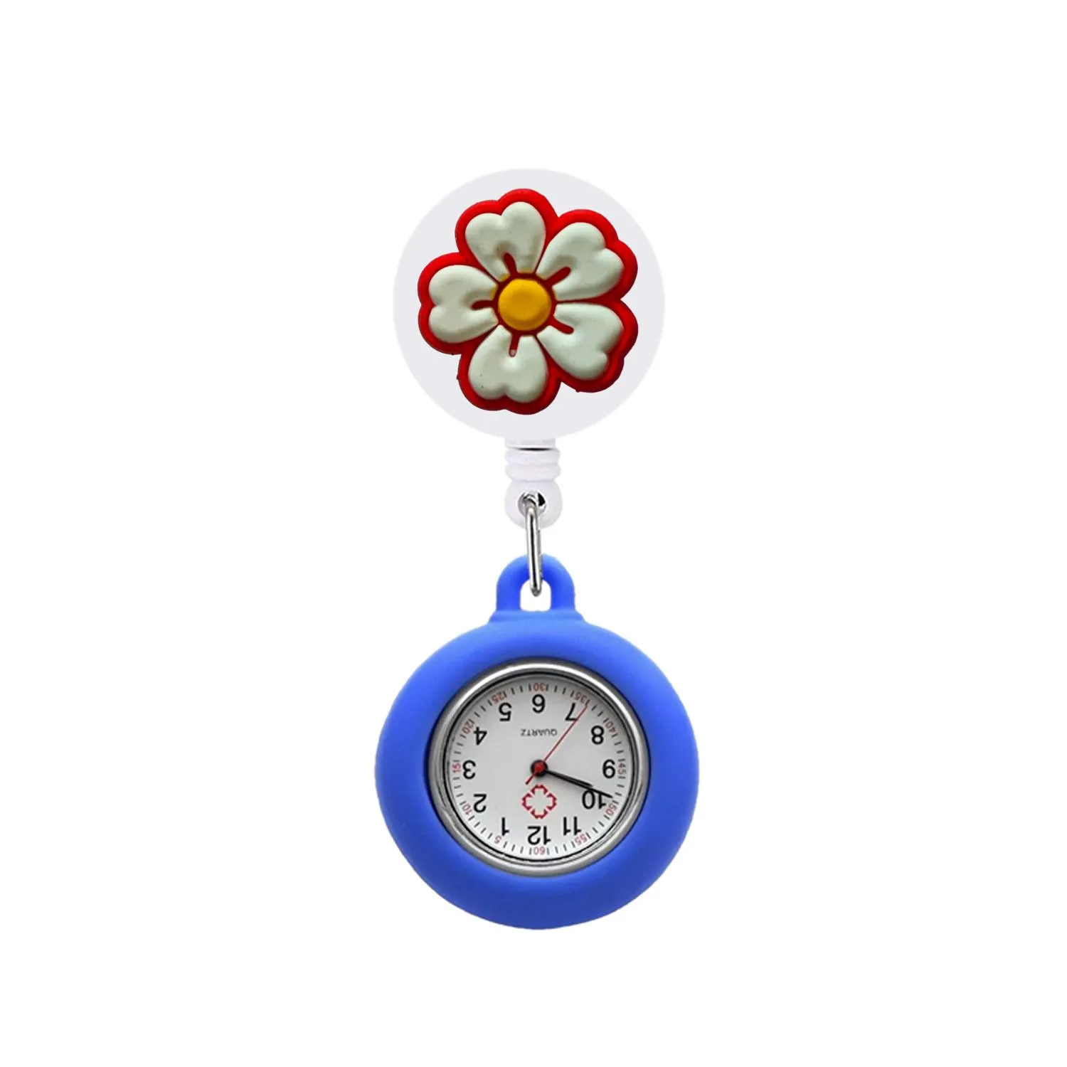 flower 2 11 clip pocket watches watch with second hand for nurses retractable badge reel hanging quartz fob nurse lapel glow pointer in the dark