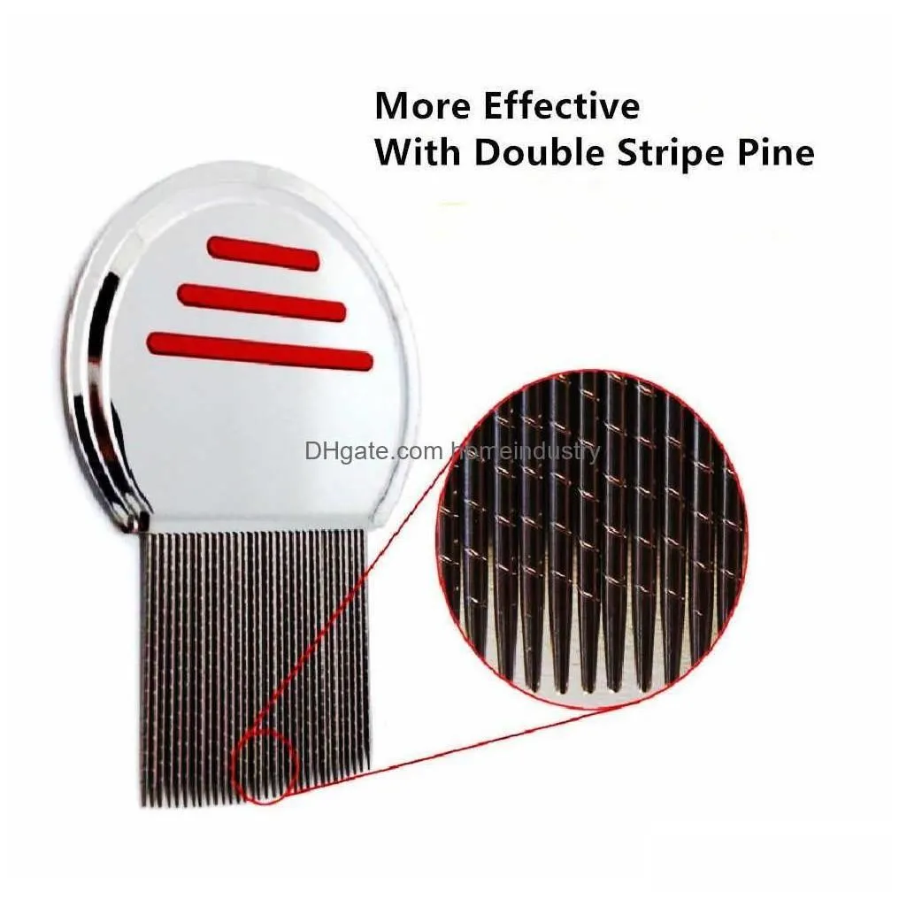 Hair Brushes Stainless Steel Terminator Lice Comb Nit Kids Rid Headlice Super Density Teeth Remove Nits Metal Drop Delivery Products