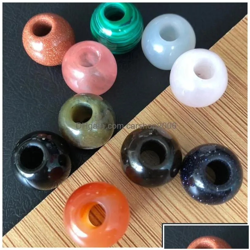 Charms 16Mm Natural Stone Crystal Beads 5Mm Big Hole Pendants Shape For Necklace Jewelry Making Diy Gift Women Drop Delivery Finding