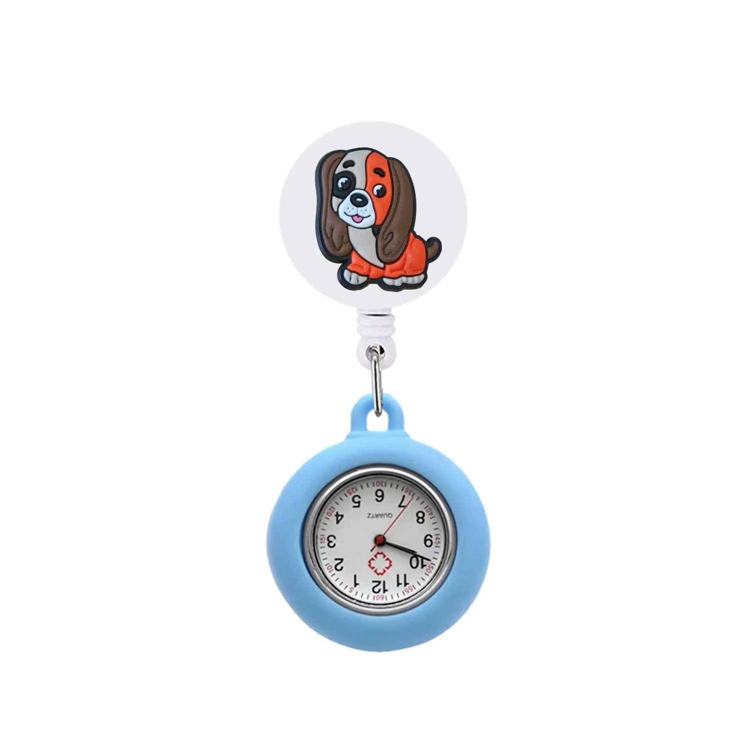 new dog 2 clip pocket watches nurse watch brooch fob on clip-on lapel hanging nurses retractable digital clock gift