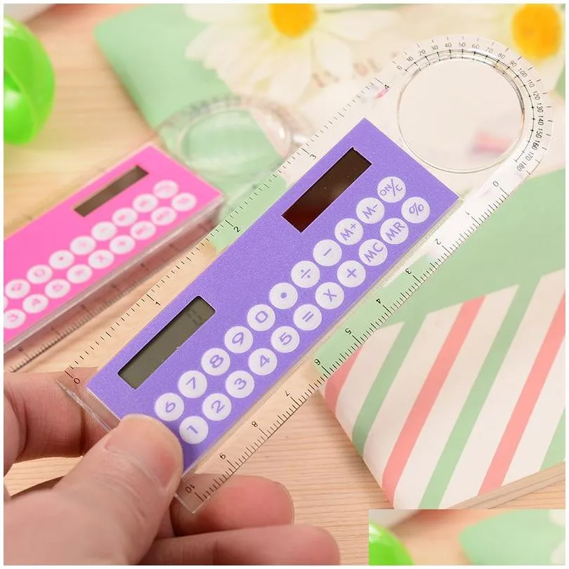 wholesale mini portable solar energy calculators creative multifunction ruler student rulers calculator