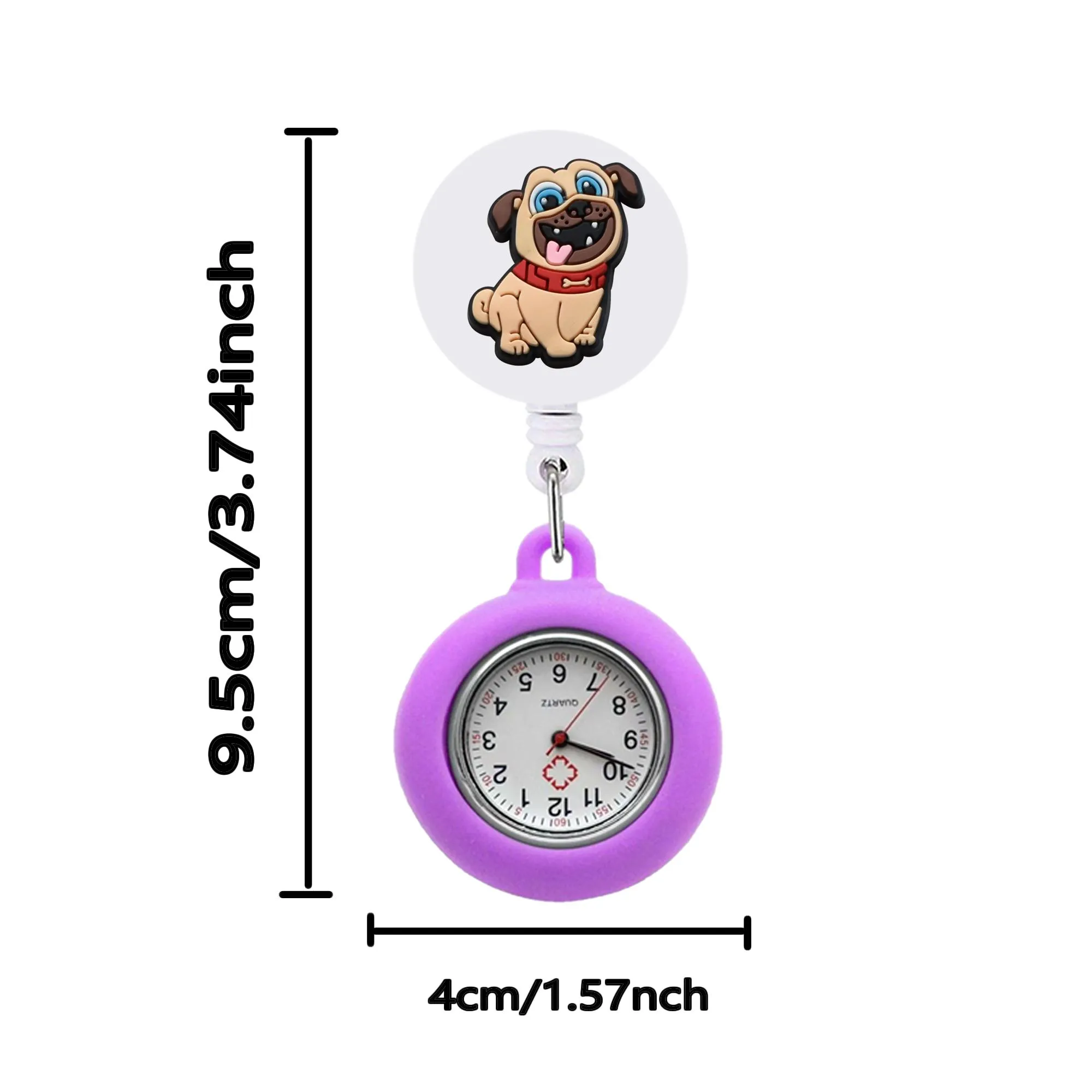 new dog 2 clip pocket watches nurse watch brooch fob on clip-on lapel hanging nurses retractable digital clock gift