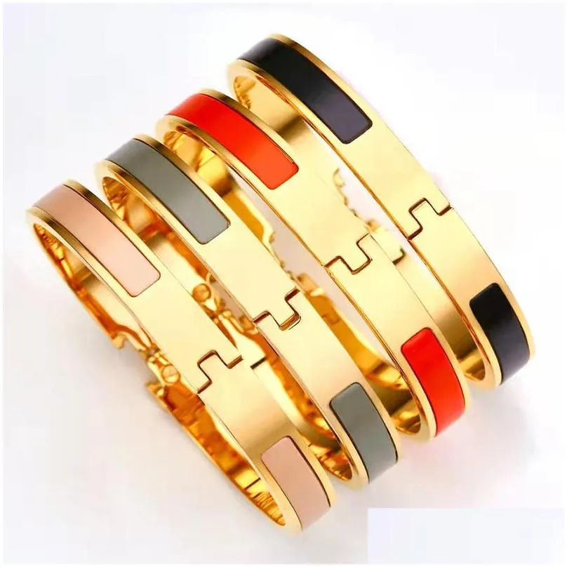Bangle White Women Stainless Steel Couple Gold Bracelet Fashion Jewelry Valentine Day Christmas Gift For Girlfriend Accessories Drop Dhgkp