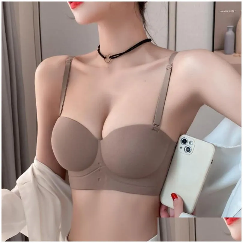 bras women sexy push up seamless strapless non-slip tube tops wireless brassiere suspenders soft underwear lingerie