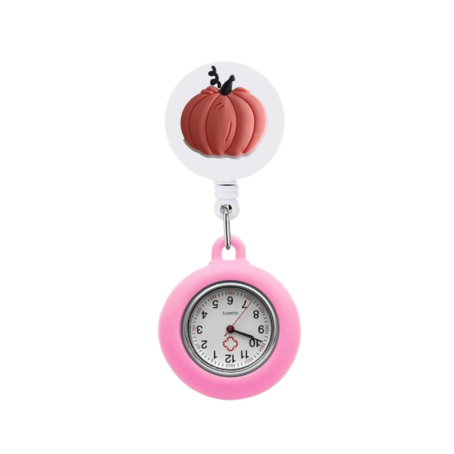 halloween pumpkin clip pocket watches medical hang clock gift on watch nurse fob with second hand silicone